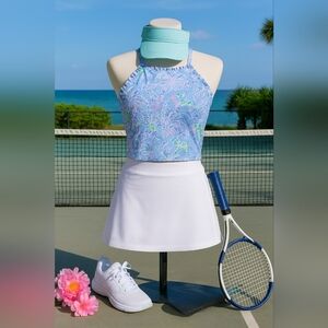 Lilly Pulitzer Luxletic Letitia Bra Tank in Blue Peri The Turtle Package Size M